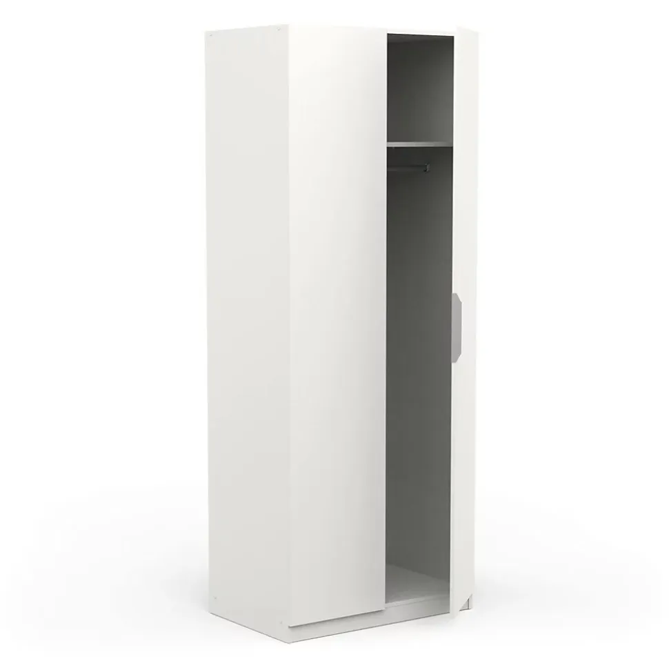 Garde-robe 2 portes Fioretta, Meubles de chambre, Penderie de plain-pied, Placard à vêtements, 79x51 h203 cm, Blanc mat
