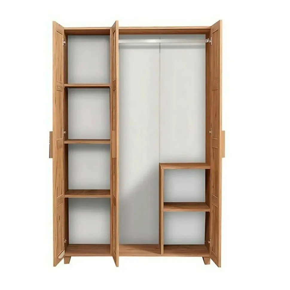Garde-robe 3 portes Nella, Meubles de chambre, Penderie de plain-pied, Placard à vêtements, 120x48h189 cm, Chêne