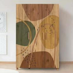Garde-robe 3 portes Nella, Meubles de chambre, Penderie de plain-pied, Placard à vêtements, 120x48h189 cm, Chêne