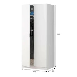Garde-robe 2 portes Orange, Armoire de Chambre, Meubles de Chambre avec 1 étagère et tringle à vêtements, 82x52h180 cm, Blanc