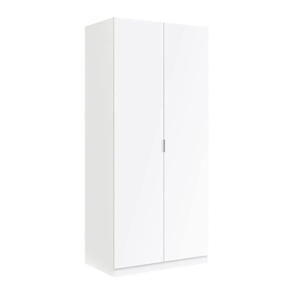 Garde-robe 2 portes Orange, Armoire de Chambre, Meubles de Chambre avec 1 étagère et tringle à vêtements, 82x52h180 cm, Blanc