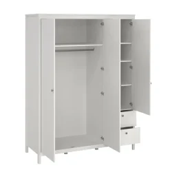 Garde-robe 3 portes Rufina, Meubles de chambre, Penderie de plain-pied, Placard à vêtements, 150x58 h199 cm, Blanc