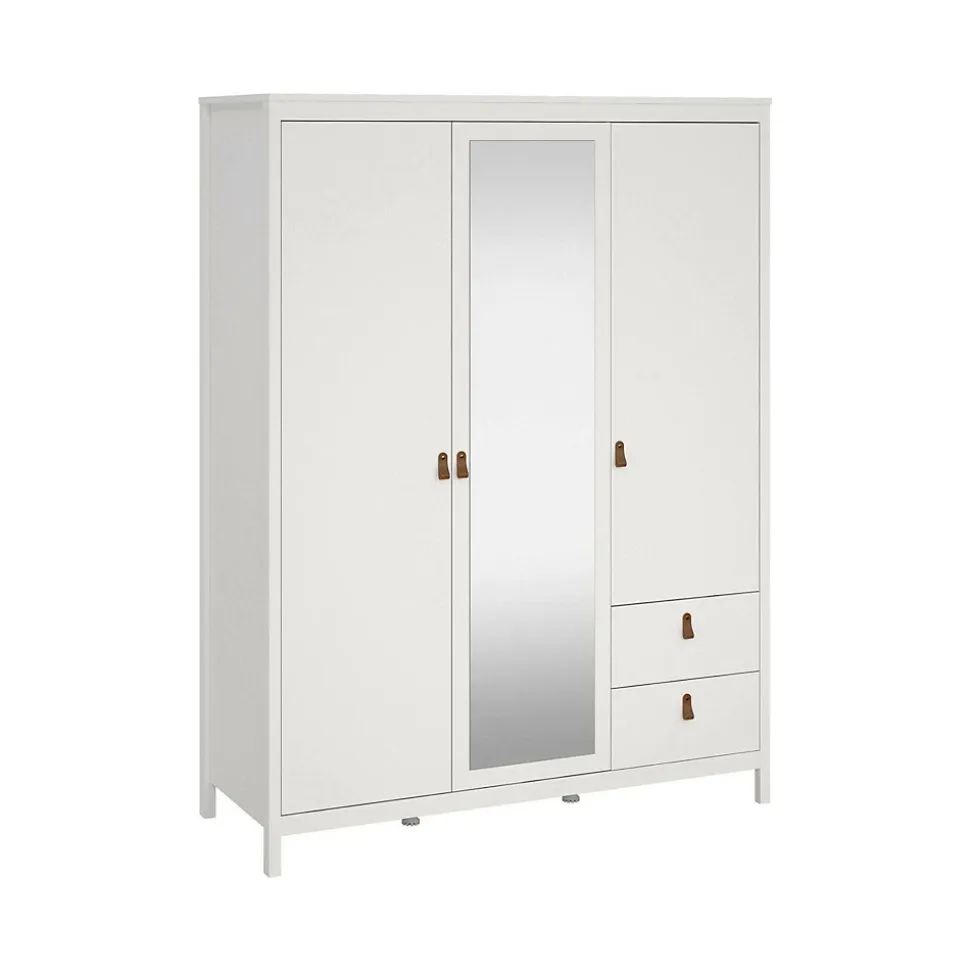 Garde-robe 3 portes Rufina, Meubles de chambre, Penderie de plain-pied, Placard à vêtements, 150x58 h199 cm, Blanc