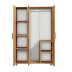 Garde-robe 3 portes Samh, Meubles de chambre, Penderie de plain-pied, Placard à vêtements, 120x48h189 cm, Chêne