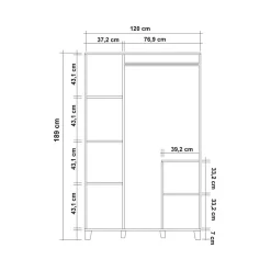 Garde-robe 3 portes Samh, Meubles de chambre, Penderie de plain-pied, Placard à vêtements, 120x48h189 cm, Chêne