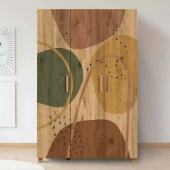 Garde-robe 3 portes Samh, Meubles de chambre, Penderie de plain-pied, Placard à vêtements, 120x48h189 cm, Chêne