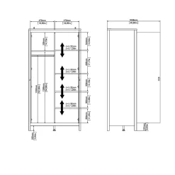 Garde-robe 2 portes Zagabria, Meubles de chambre, Penderie de plain-pied, Placard à vêtements, 102x58 h199 cm, Noir