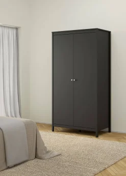 Garde-robe 2 portes Zagabria, Meubles de chambre, Penderie de plain-pied, Placard à vêtements, 102x58 h199 cm, Noir