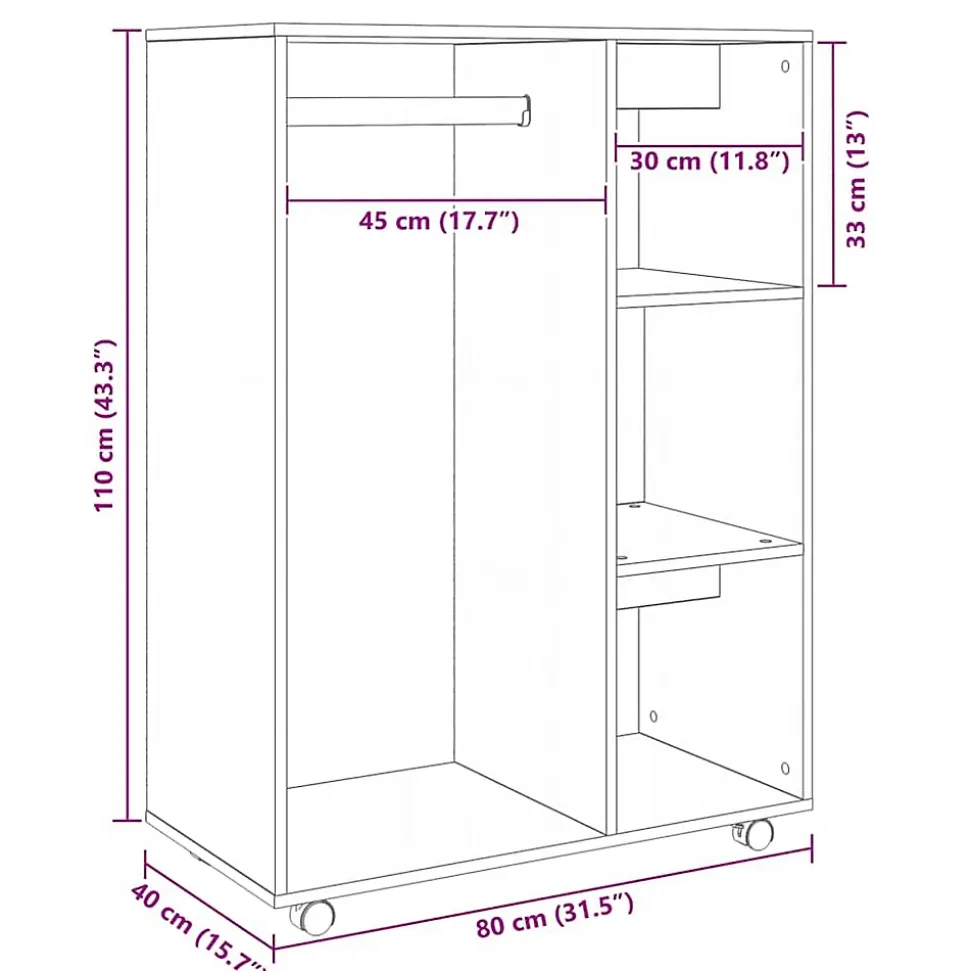 Garde-robe Blanc 80x40x110 cm vidaXL