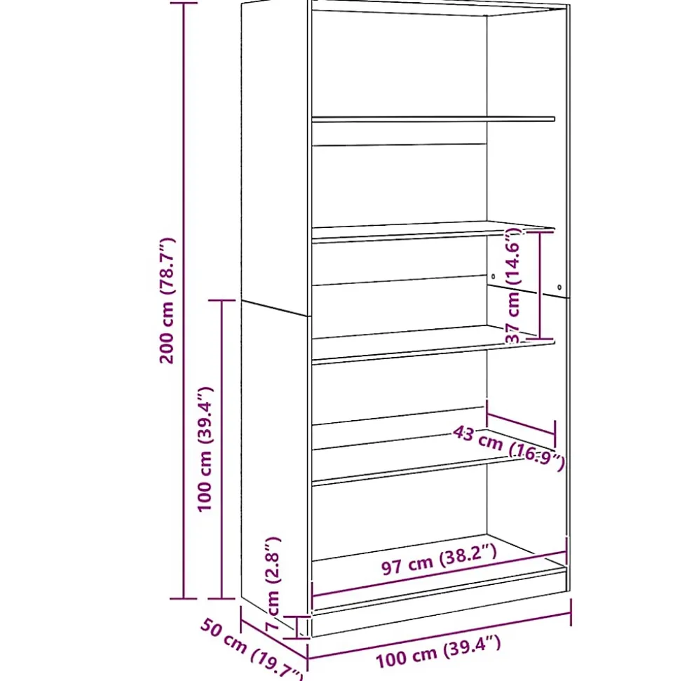 Garde-robe chêne artisanal 100x50x200 cm bois d'ingénierie vidaXL