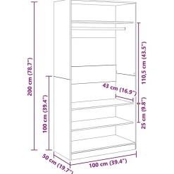Garde-robe Chêne sonoma 100x50x200 cm Bois d'ingénierie vidaXL
