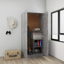 Garde-robe Gris béton 82,5x51,5x180 cm Aggloméré vidaXL