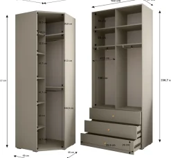 Garde-robe Inova 4 porte battante 236,7/182/47 5 Portes (blanc)