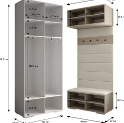 Garde-robe Inova 1 porte battante 236,7/300/47 4 Portes (gris)
