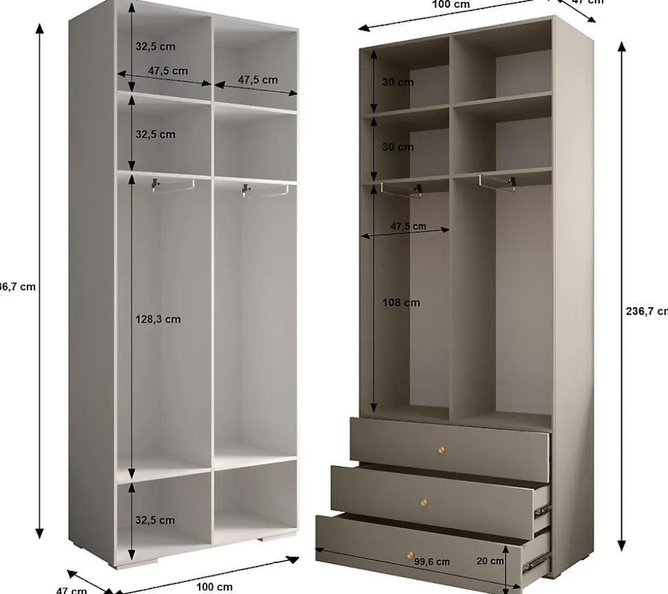 Garde-robe Inova 4 porte battante 236,7/200/47 4 Portes (blanc)