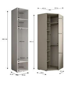 Garde-robe Inova 4 porte battante 236,7/132/47 3 Portes (gris)