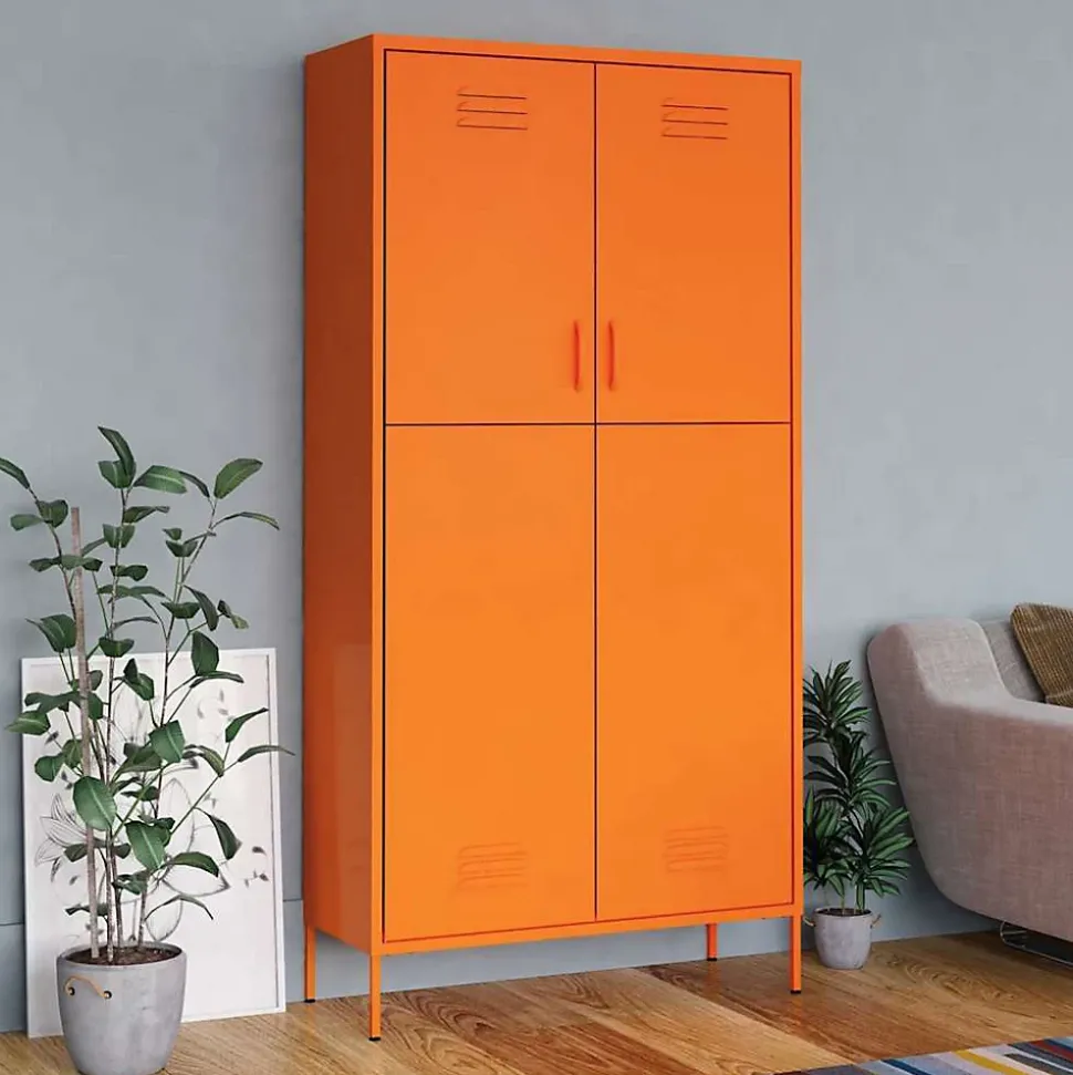 Garde-robe Orange 90x50x180 cm Acier vidaXL