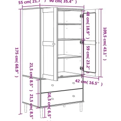Garde-robe SENJA aspect rotin blanc 90x55x175cm bois massif pin vidaXL