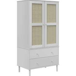 Garde-robe SENJA aspect rotin blanc 90x55x175cm bois massif pin vidaXL