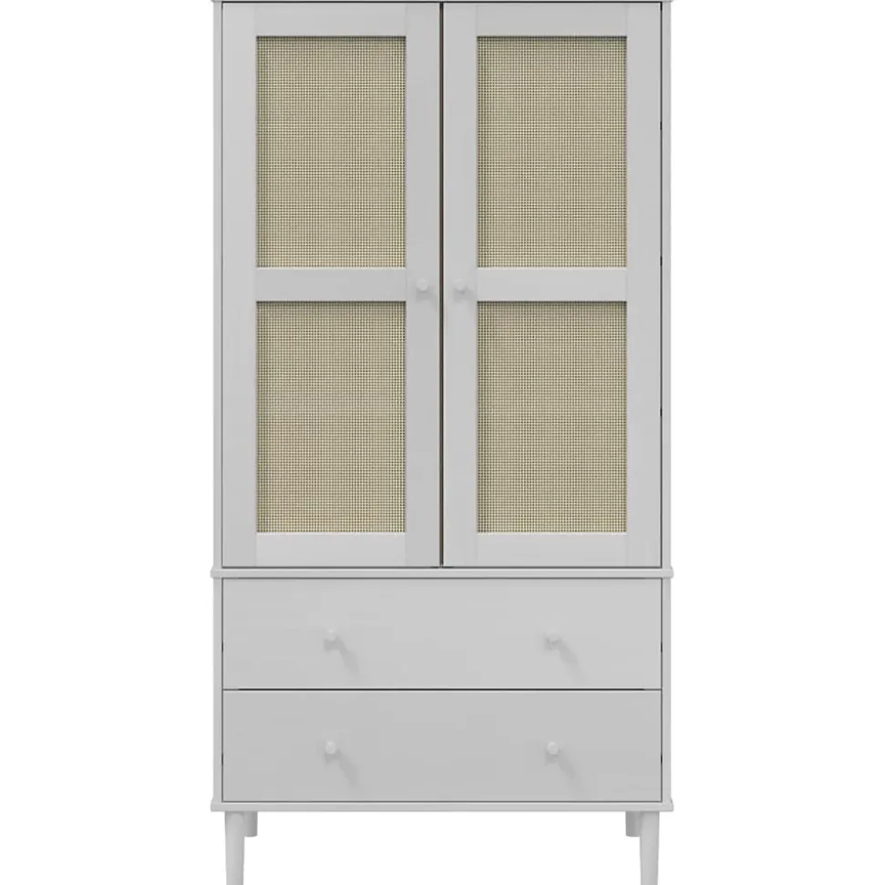 Garde-robe SENJA aspect rotin blanc 90x55x175cm bois massif pin vidaXL