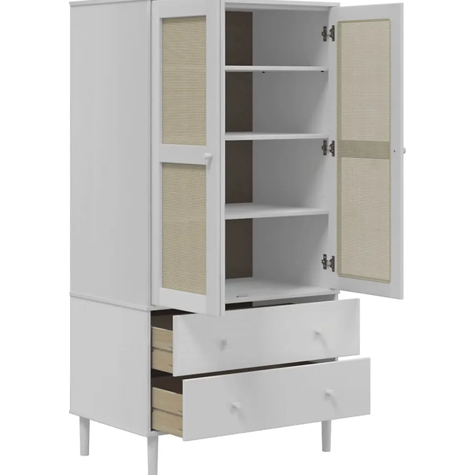 Garde-robe SENJA aspect rotin blanc 90x55x175cm bois massif pin vidaXL