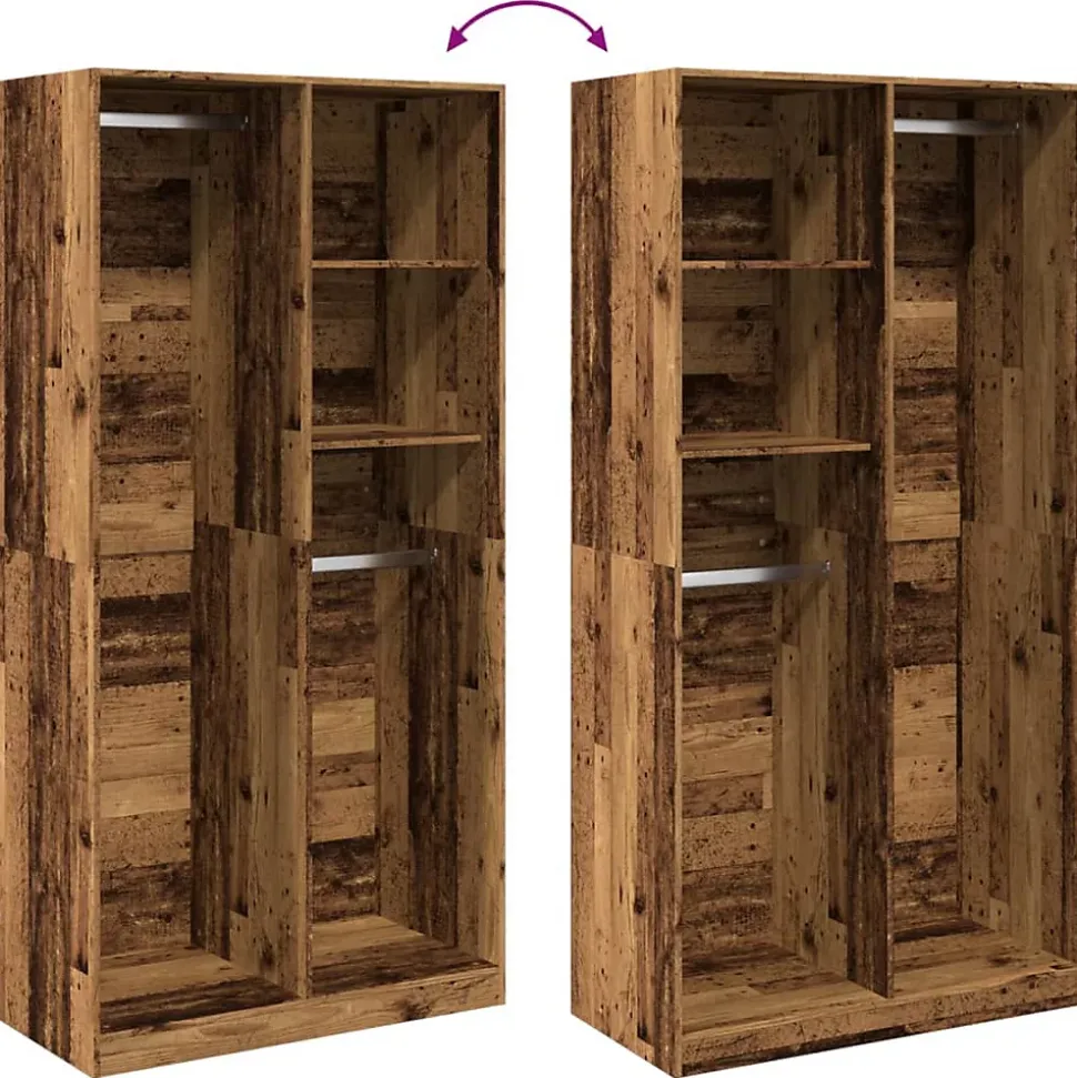 Garde-robe vieux bois 100x50x200 cm bois d'ingénierie vidaXL