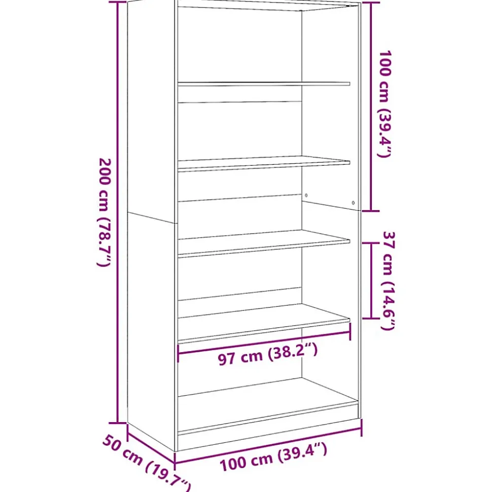 Garde-robe vieux bois 100x50x200 cm bois d'ingénierie vidaXL