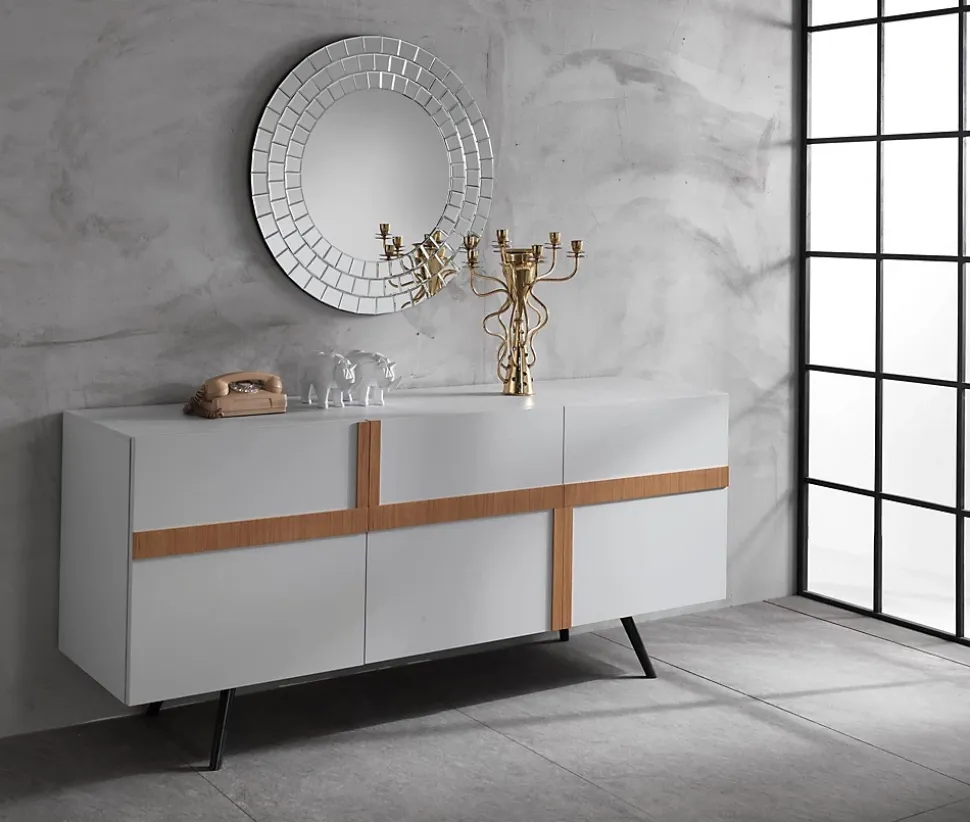 Ginger Buffet 3 portes (180x80 H cm) en Mélamine Blanc