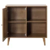 Goto - buffet haut - effet bois et cannage - 2 niches et 1 porte - 80 cm - Best Mobilier