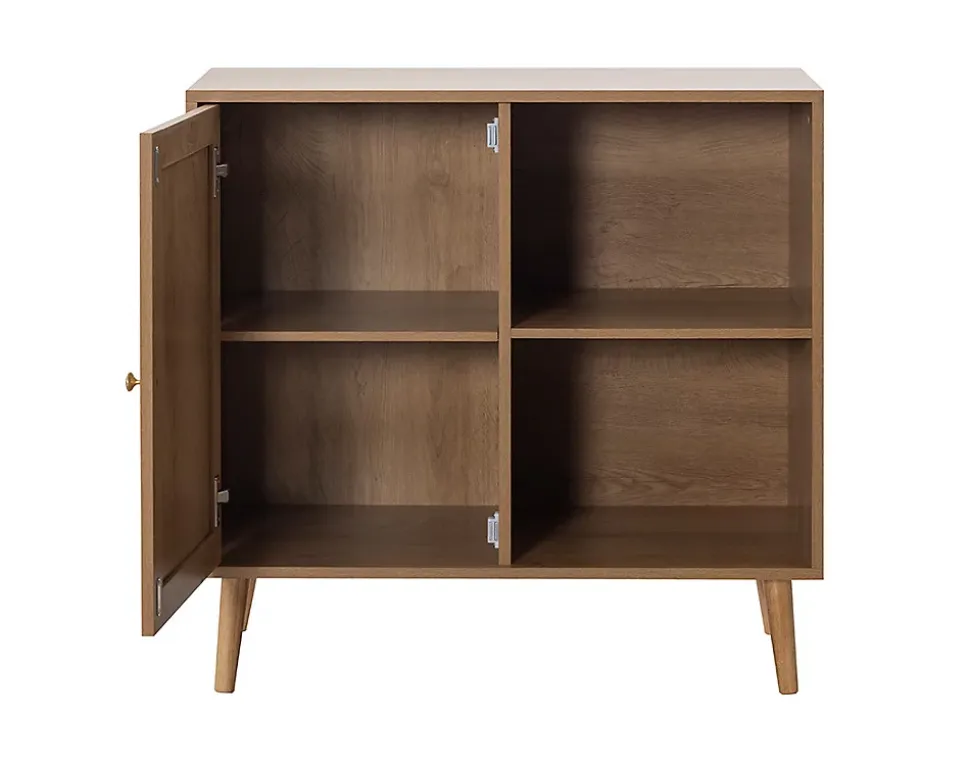 Goto - buffet haut - effet bois et cannage - 2 niches et 1 porte - 80 cm - Best Mobilier