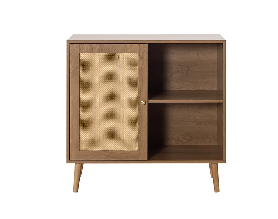 Goto - buffet haut - effet bois et cannage - 2 niches et 1 porte - 80 cm - Best Mobilier
