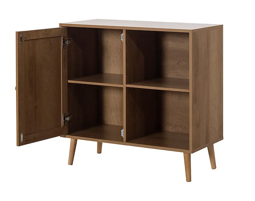 Goto - buffet haut - effet bois et cannage - 2 niches et 1 porte - 80 cm - Best Mobilier