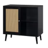 Goto - buffet haut - noir et cannage - 2 niches et 1 porte - 80 cm - Best Mobilier
