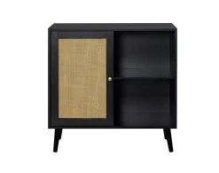 Goto - buffet haut - noir et cannage - 2 niches et 1 porte - 80 cm - Best Mobilier