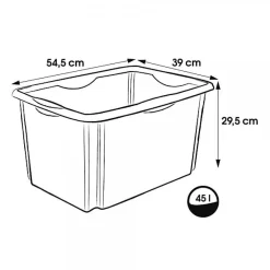 Grand Bac en plastique recyclé 45 litres - Noir