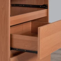 Grand bureau d'angle AKORD gauche B20 Aulne 155 cm 1 porte 3 tiroirs façade Aulne 4 étagères 155x85x77 cm