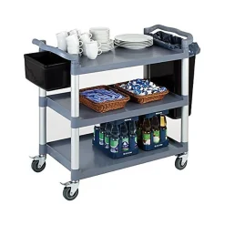 Grand Chariot de service alu 3 plateaux polypropylène