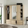 Grande armoire polyvalente Dpuscedd, Meubles multifonctionnels, Casier à chaussures, 181x60 h200 cm, Chêne clair
