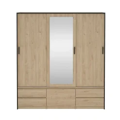 Grande armoire polyvalente Dpuscedd, Meubles multifonctionnels, Casier à chaussures, 181x60 h200 cm, Chêne clair