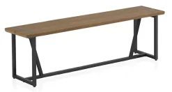Grande banquette métallique avec assise en bois