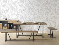 Grande banquette métallique avec assise en bois
