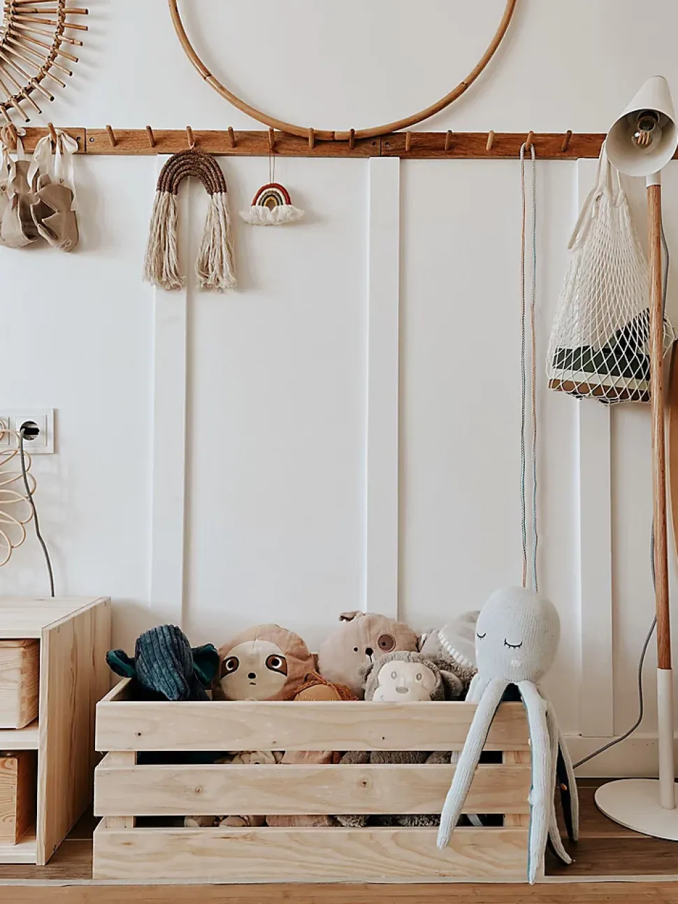 Grande boîte de rangement en bois pour étagère NOVA, 23x68x36 cm