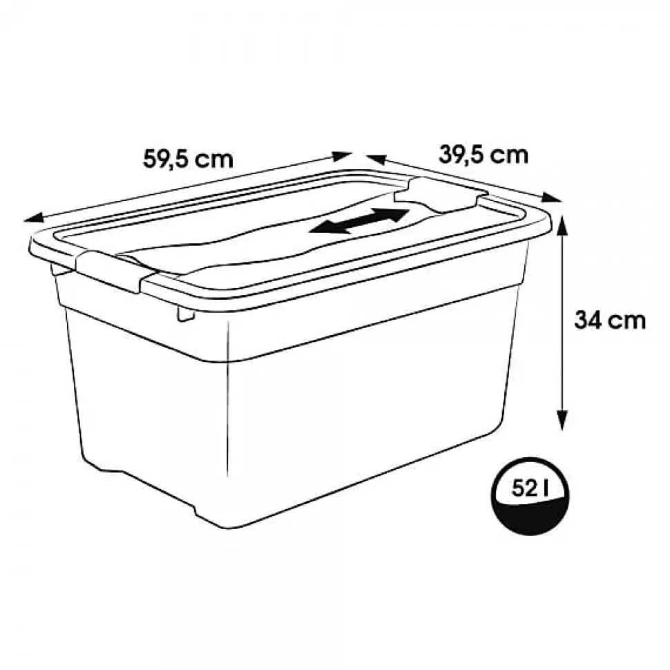 Grande Boîte de rangement Multi Usages 52 litres - Transparent