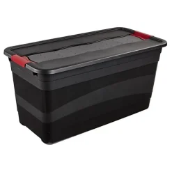Grande Boîte de rangement noire 83 litres - Rouge