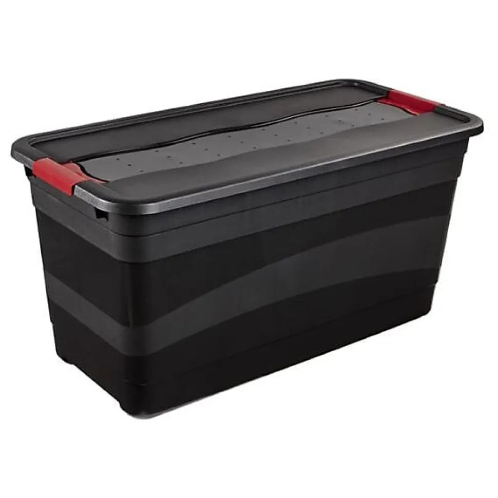 Grande Boîte de rangement noire 83 litres - Rouge