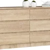 Grande Commode pour le salon AKORD K160 Chêne Sonoma 160 cm 6 tiroirs façade Chêne Sonoma 160x40x77 cm