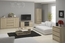 Grande Commode pour le salon AKORD K160 Chêne Sonoma 160 cm 6 tiroirs façade Chêne Sonoma 160x40x77 cm