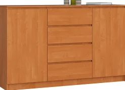 Grande Commode pour le salon AKORD K160 Aulne 160 cm 2 portes 4 tiroirs façade Aulne 4 étagères 160x40x99 cm