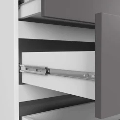 Grande Commode pour le salon AKORD K160 Blanche 160 cm 8 tiroirs façade Gris Graphite 160x40x99 cm