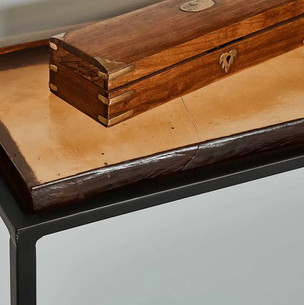 Grande console en verre fumé et métal L110 cm IGLOO
